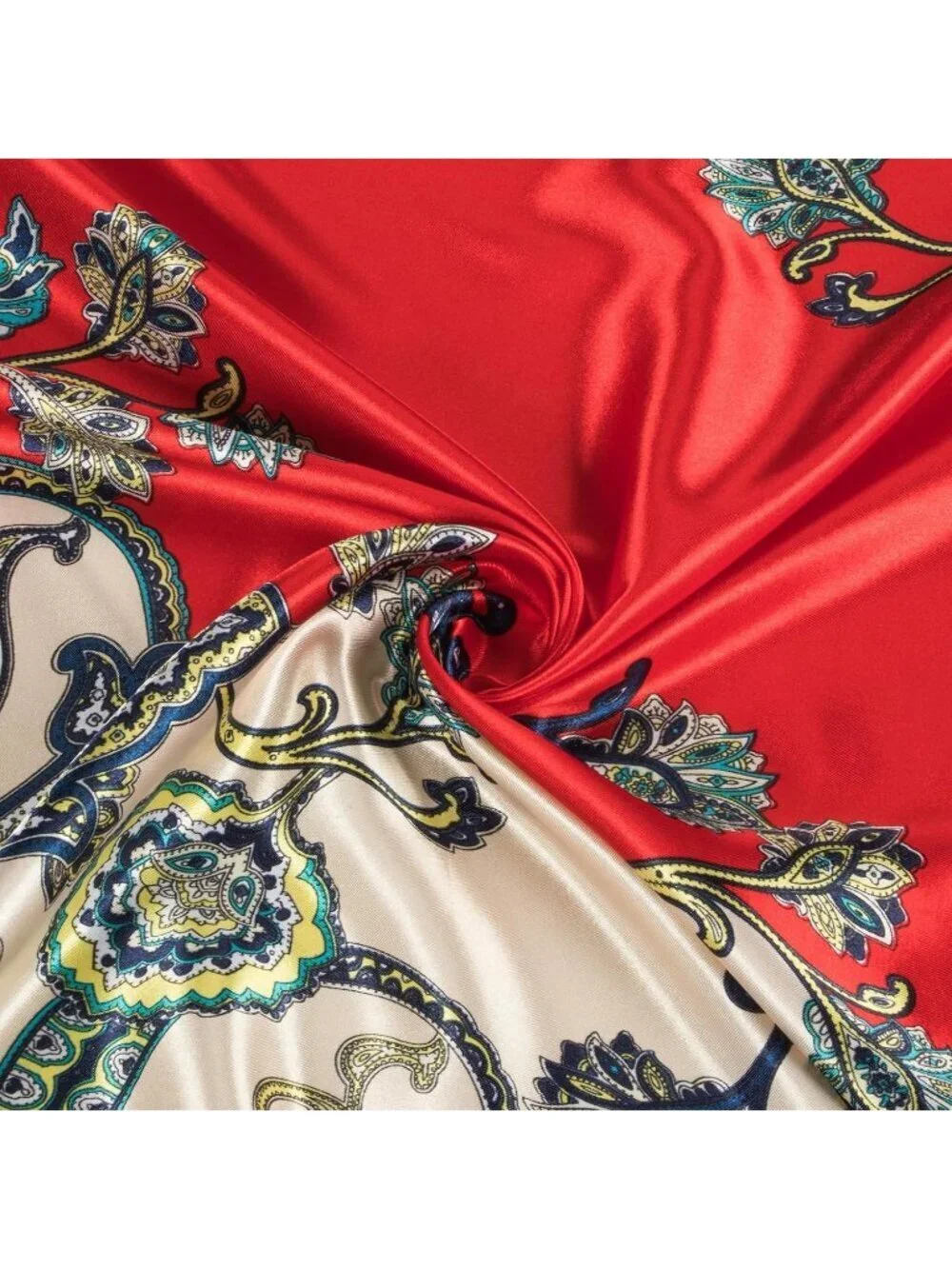 Women's Red Navy Printed Square Scarf Bandanas Hair Scarf 35 Inches